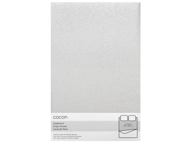 COCON Fixleintuch 180-200 x 200 cm, Hellgrau Spannbettlaken aus reinem Baumwolljersey