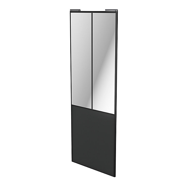 Porte de placard coulissante atelier gris anthracite profil noir GoodHome Arius H. 248,5 x L. 91.2 cm + amortisseurs