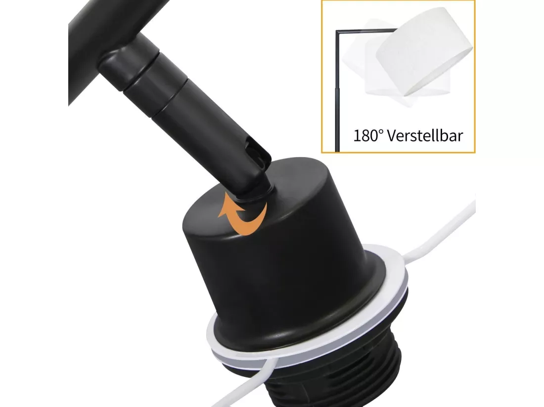 NETTLIFE Lampadaire E27 lampe sur Pied interrupteur pied 166cm abat-jour tissu design max. 40W - sans ampoule