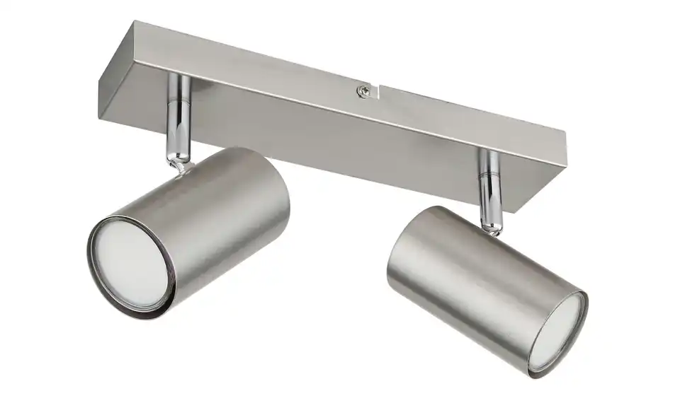 Deckenstrahler 12 cm 6 cm 2-flammig 26 cm silberfarben, edelstahlfarben, matt, verchromt