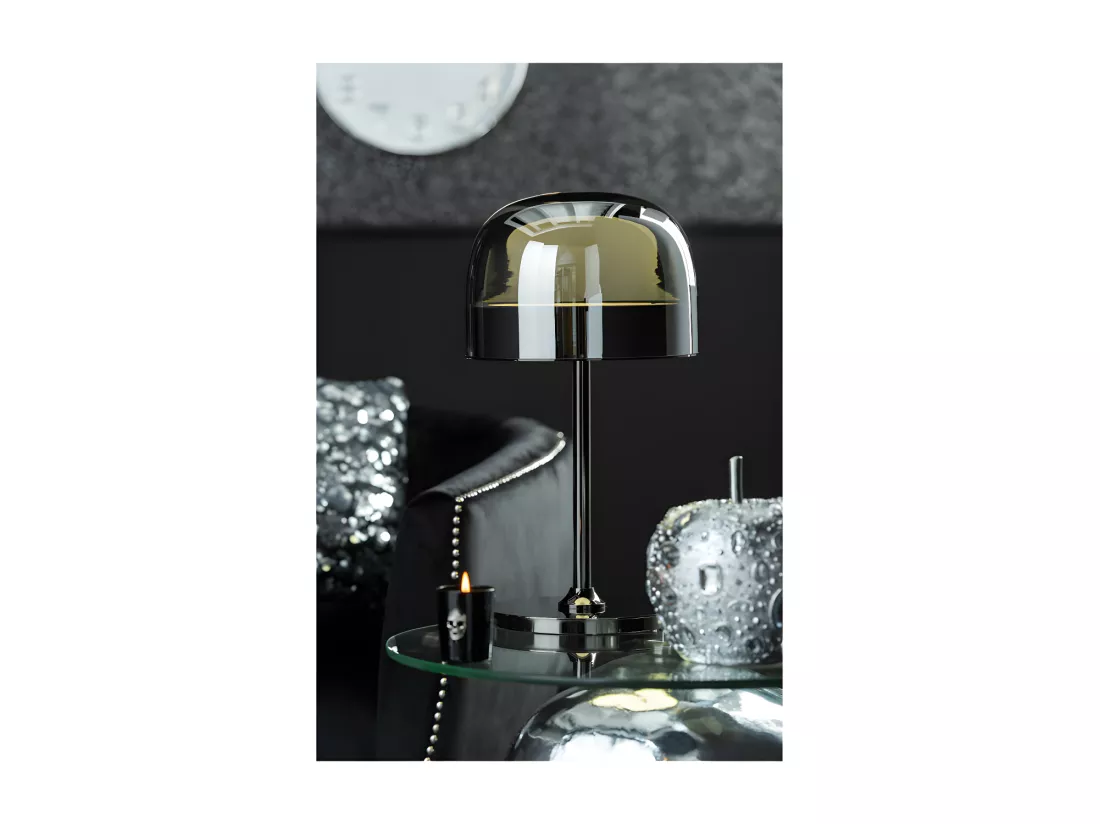 Lampe De Table Topja Verre/Metal Argent - L 24 x l 24 x H 44,5 cm