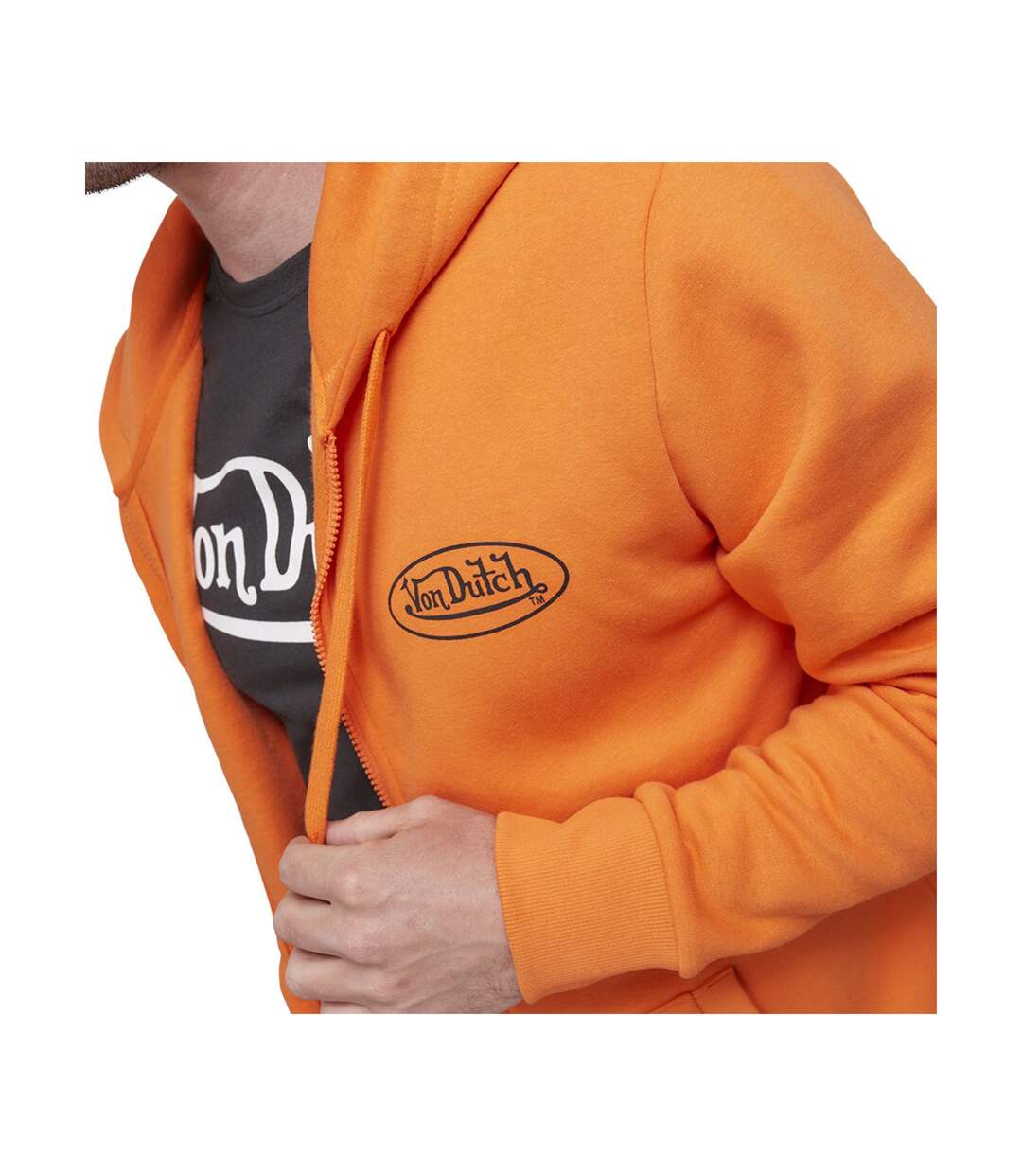 Sweat zippé avec capuche en coton homme Slimane