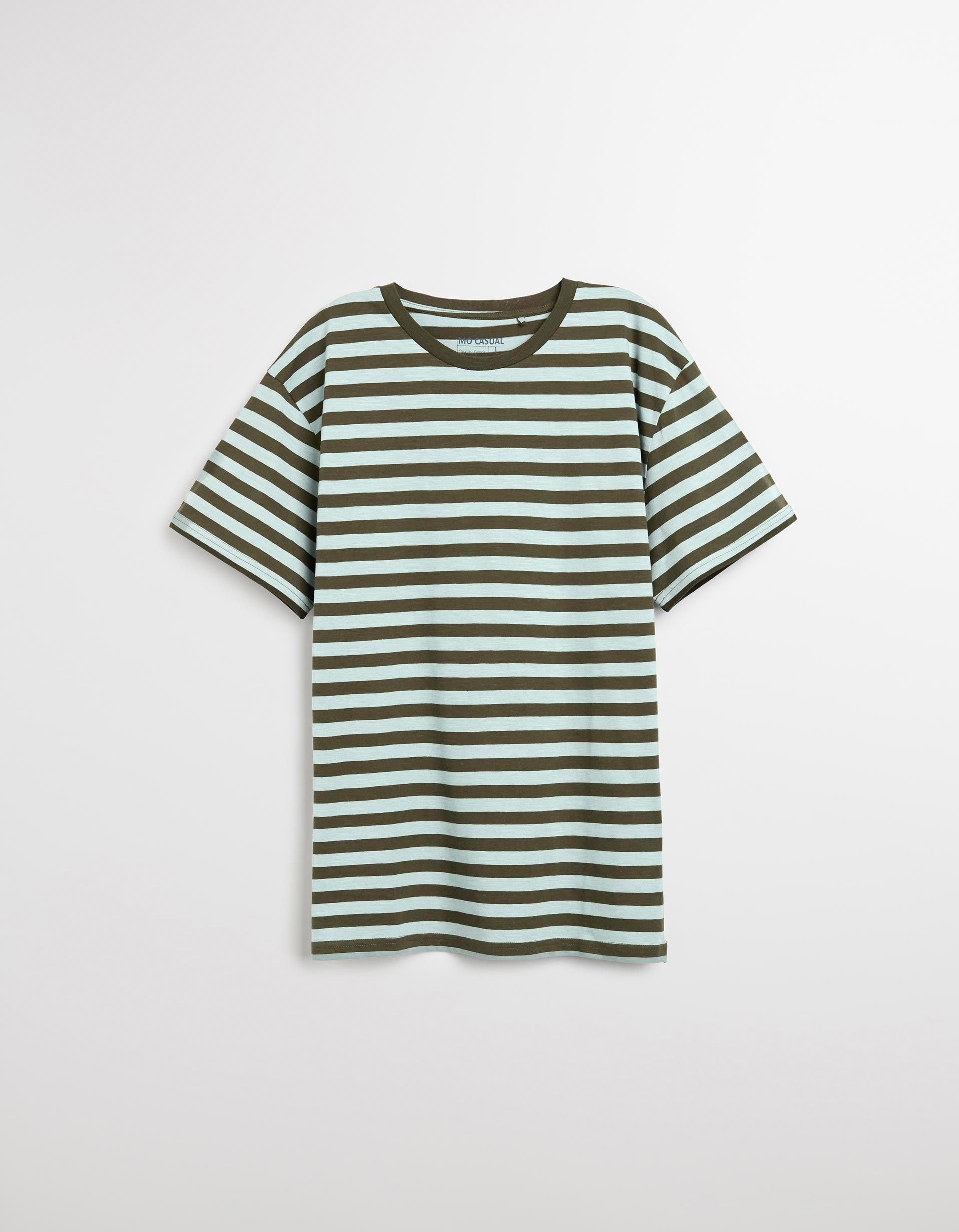T-shirt de Riscas, Homem, Verde Escuro