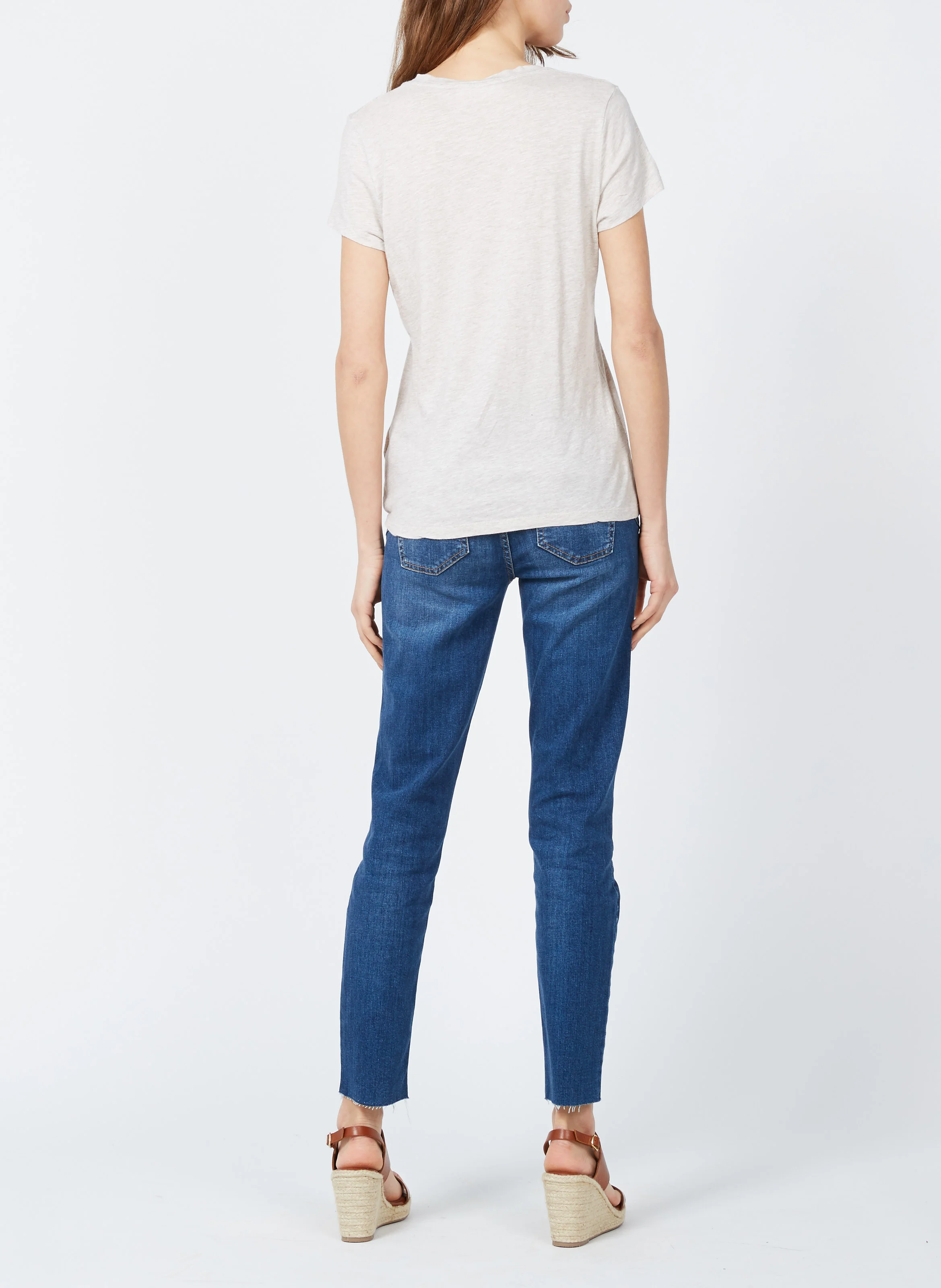 JACKSONVILLE - Tee-shirt col rond en coton mélangé | Beige