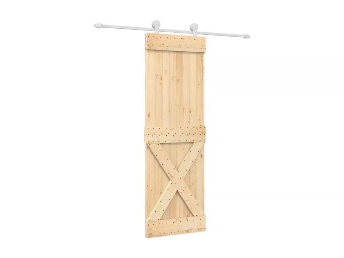 Porte coulissante et kit de quincaillerie 70x210 cm pin massif