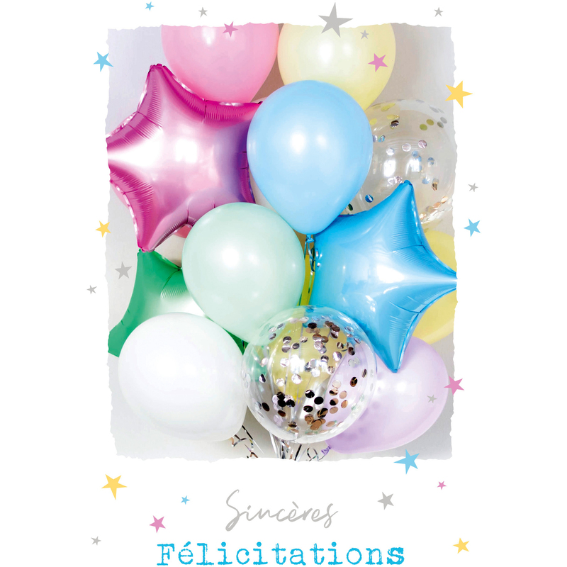 ABC Geburtstagskarte, 12.5 x 17.6 cm, Ballons