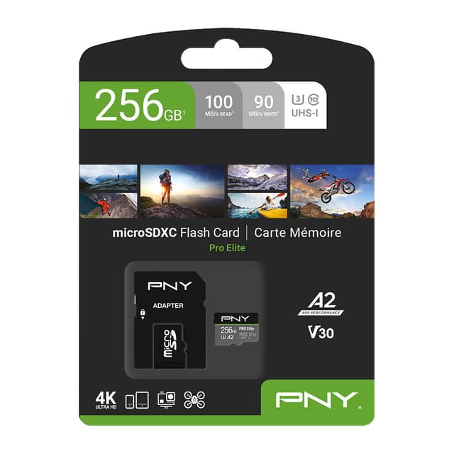 PNY PRO Elite microSD Flash Memory Card Class 10 UHS-I, U3, A2, V30