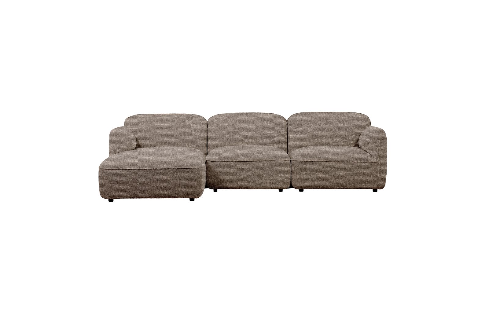 Fluff  2-seter med sjeselong venstre Tekstil Storm 18 Dark Beige med sorte ben