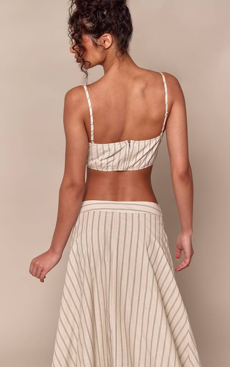 Vert Sauge Top Bralette À Fines Rayures
