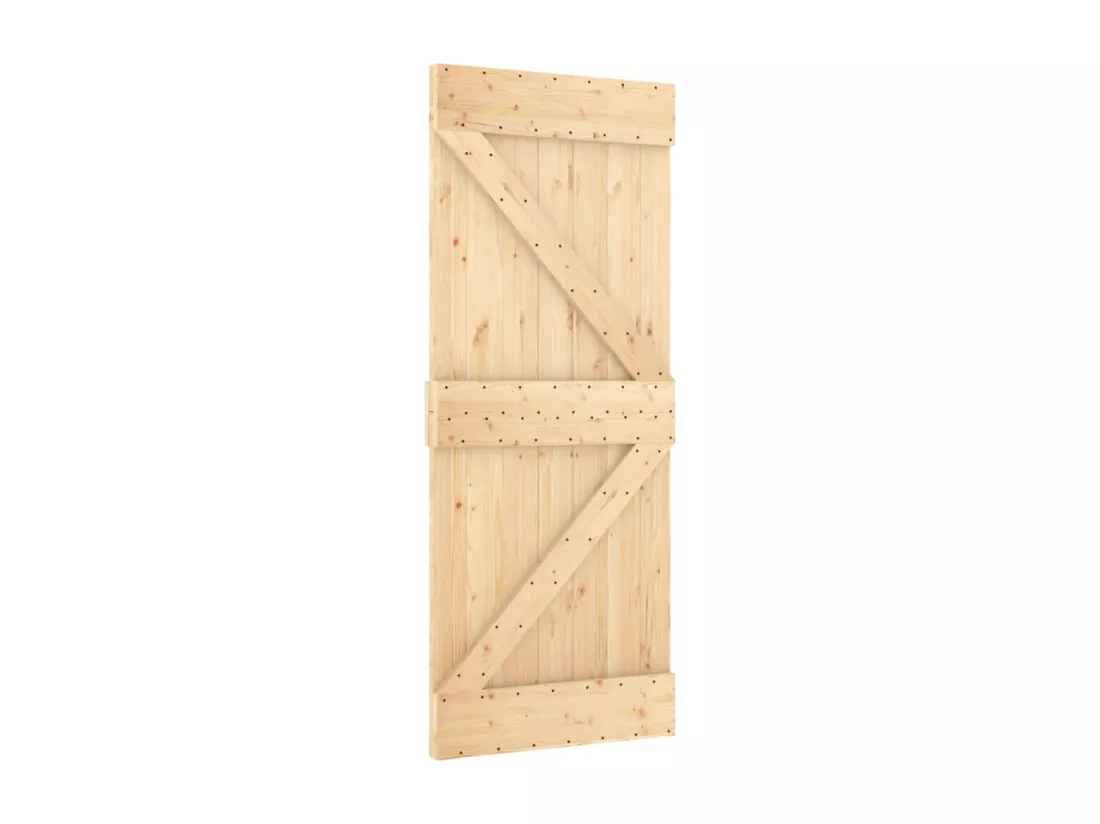 Porte coulissante et kit de quincaillerie 85x210 cm pin massif