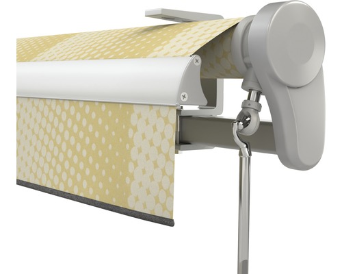 SOLUNA knikarmzonnescherm Trend 2.5x2 Stoffen design J201 Frame zilver geanodiseerd incl. zwengel