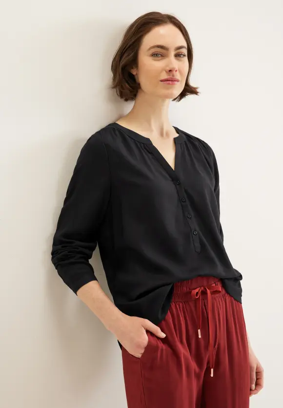 Basic Bluse in Unifarbe - Black