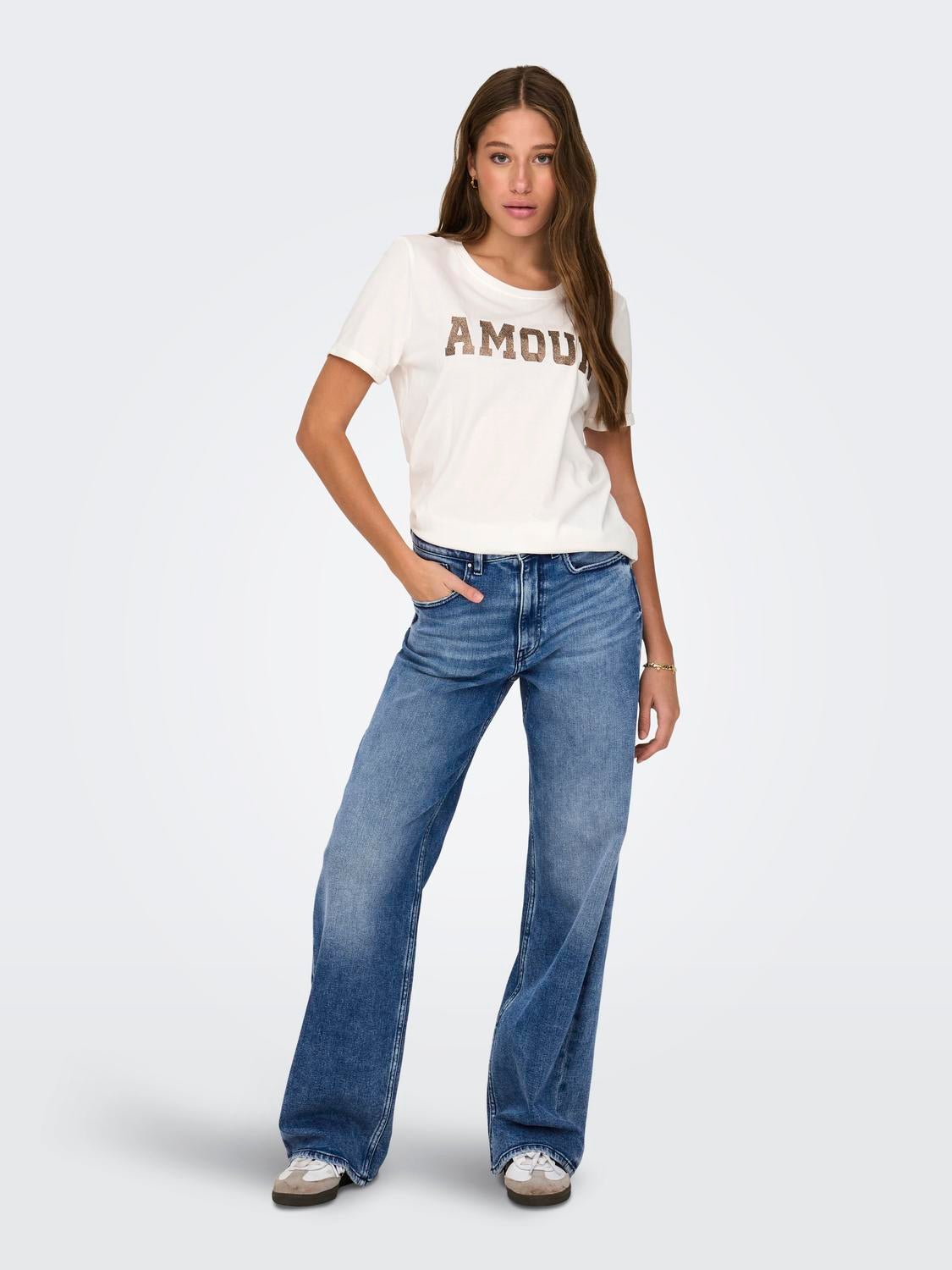 ONLJUICY Hohe Taille Weiter Beinschnitt Jeans Medium Blue Denim