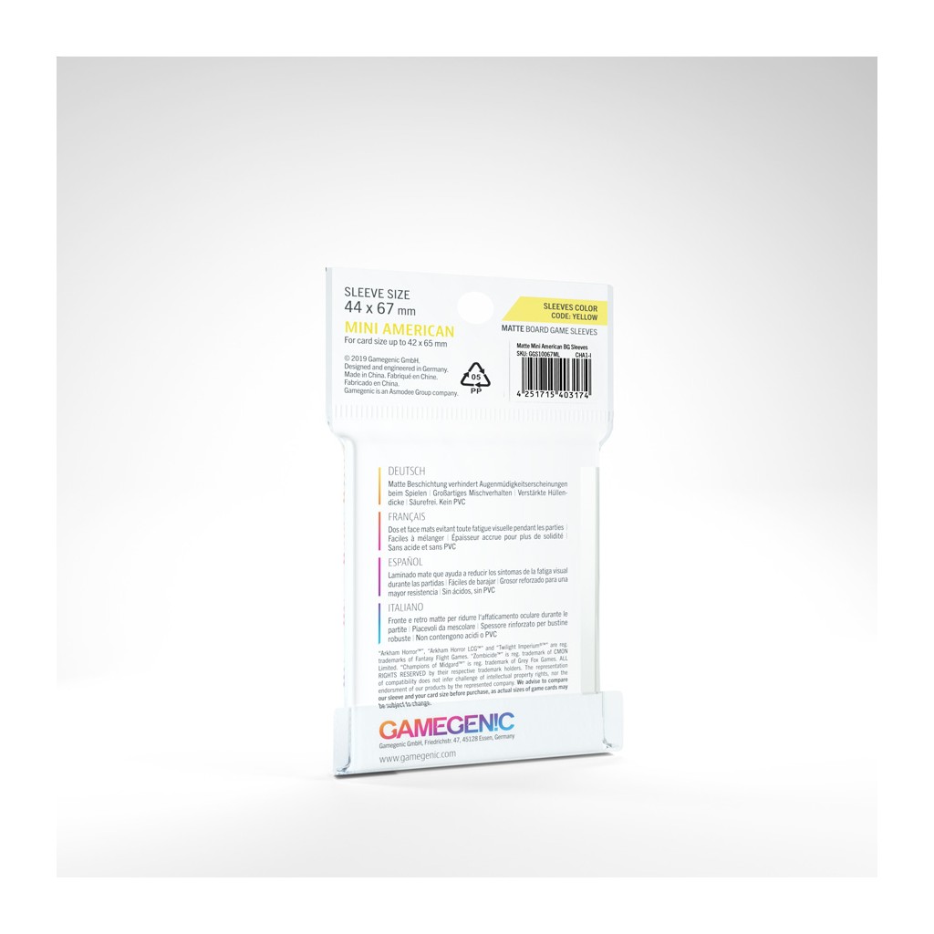 Gamegenic - 50 Matte Sleeves Mini Américain - 44x67