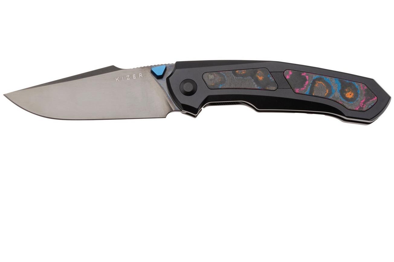 Kizer Feweed KI3694A3 Polished DLC CPM S45VN, Titanium Camo Carbon 80's Inlay, zakmes