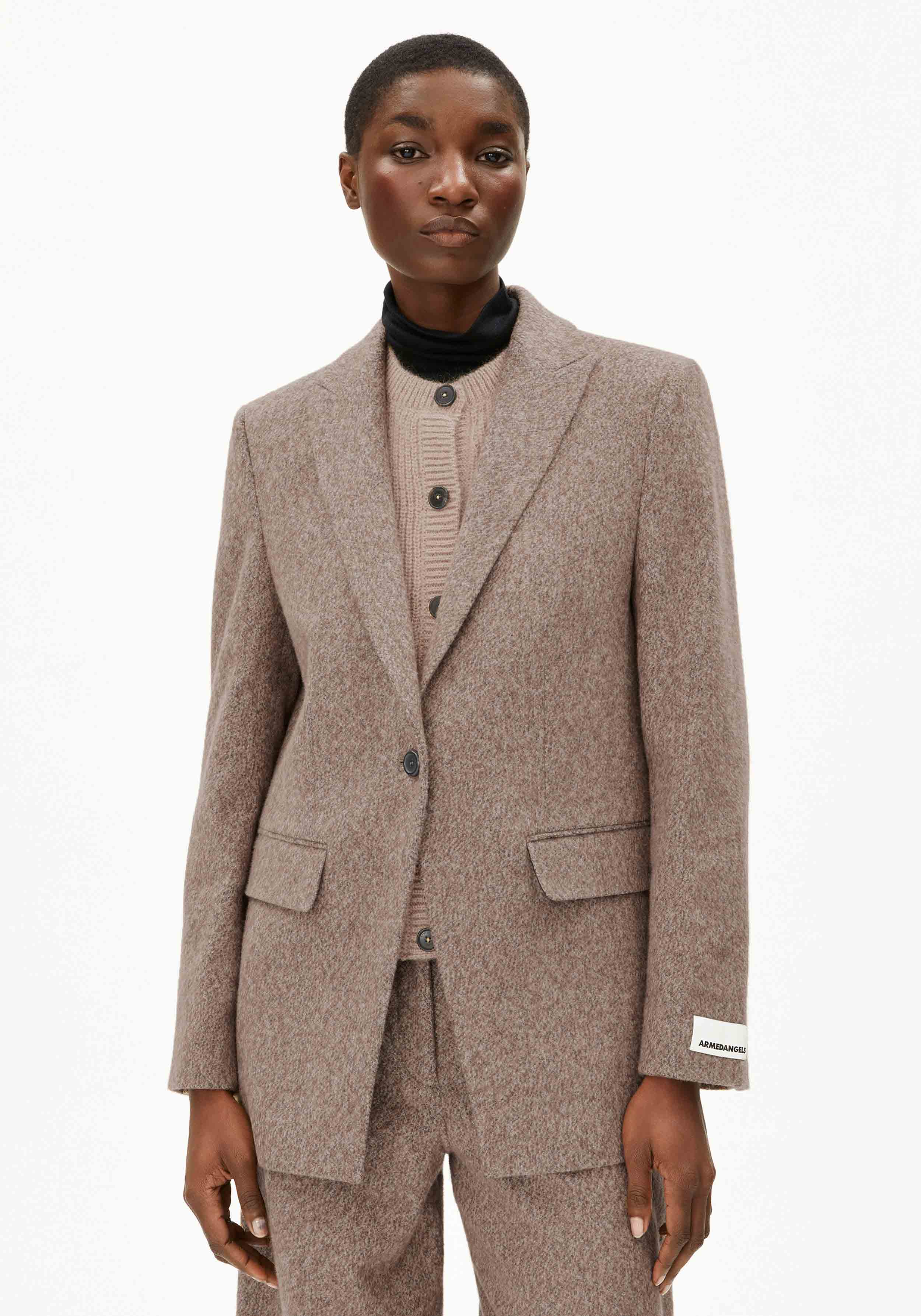 Armedangels Blazer Mikulaa Tweed Pure-Walnut Cream