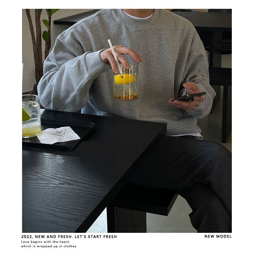 Okwano - Sweatshirt met ronde hals en effen kleur