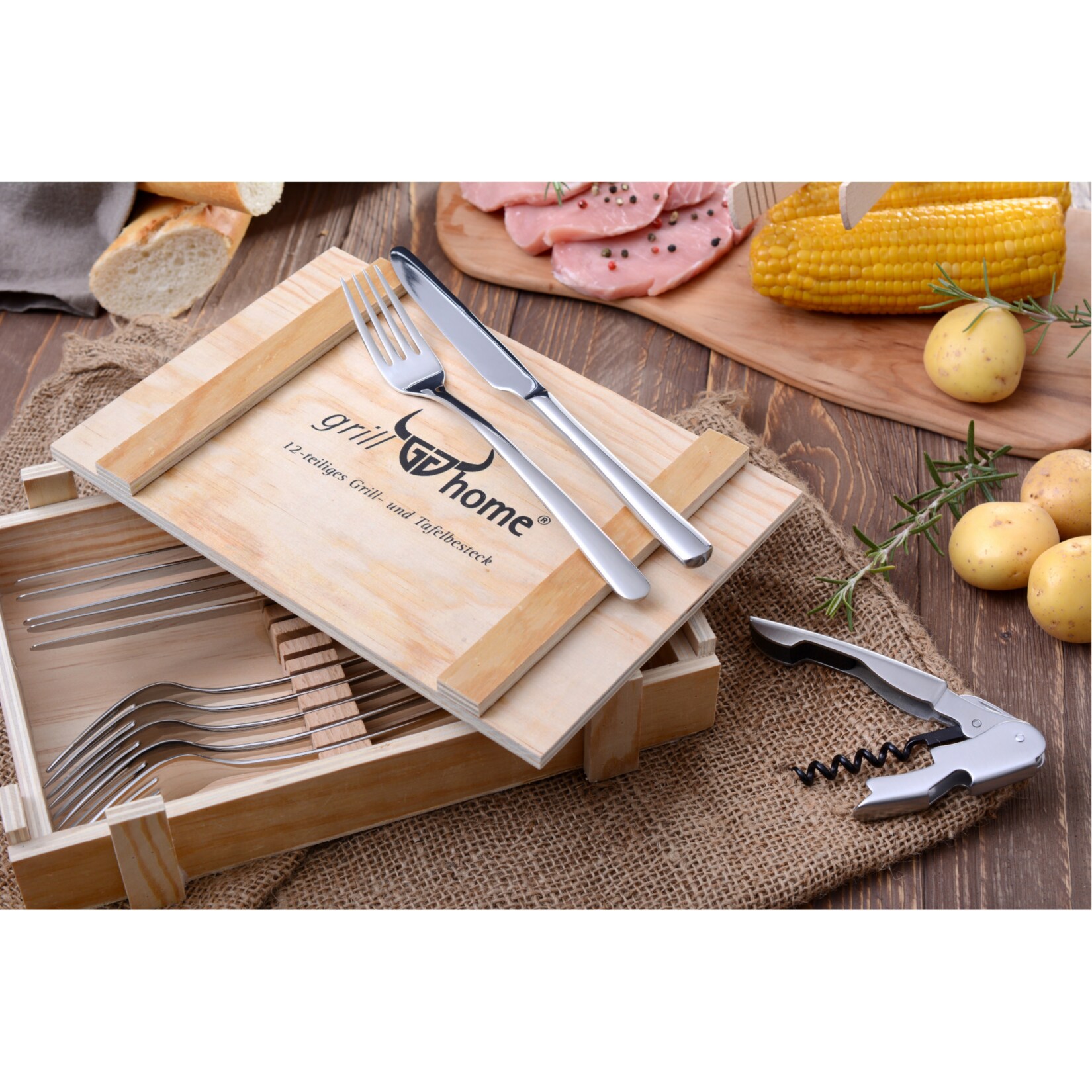 GRÄWE Grill-/Tafelbesteck in Holzkiste SYLT