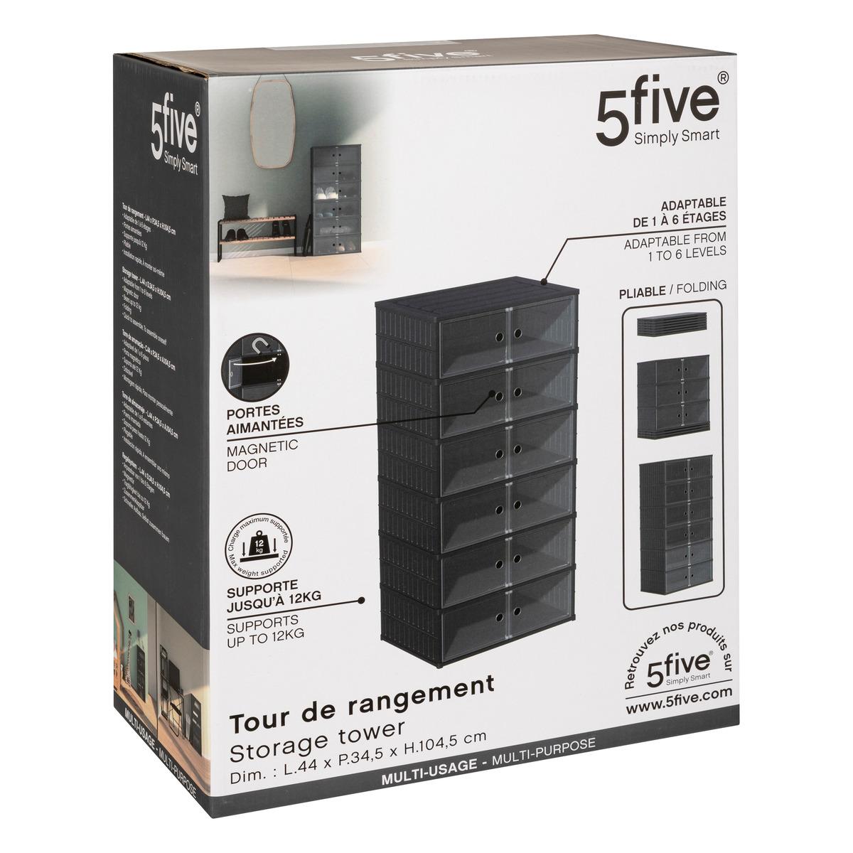 TOUR DE RANGEMENT PLIABLE 6 ETAGES PLASTIQUE