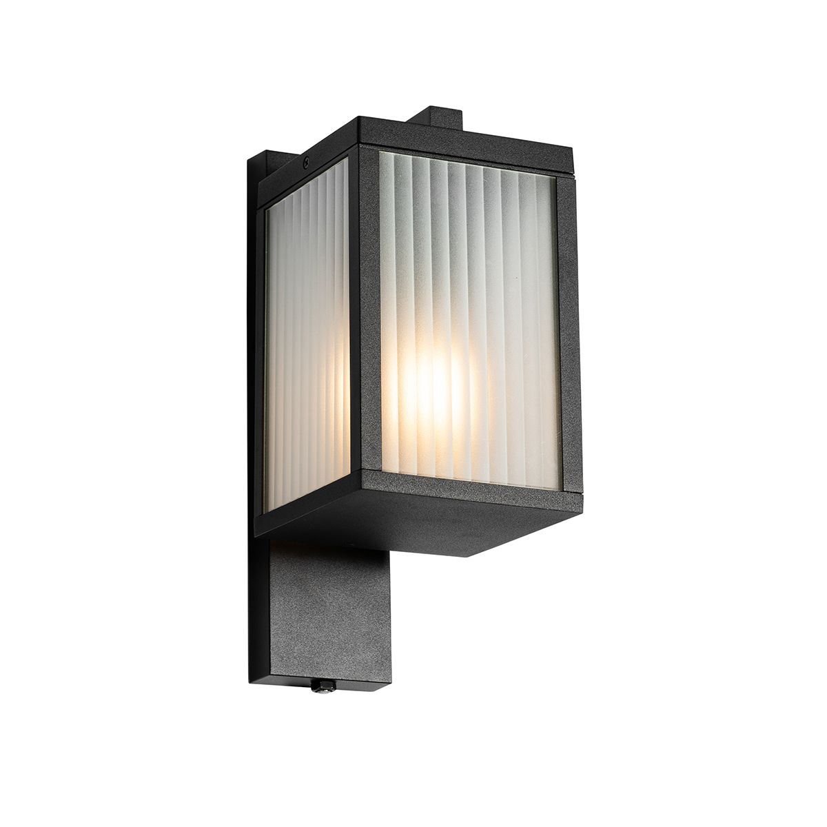 Buiten wandlantaarn zwart met ribbel glas en schemersensor - Charlois
