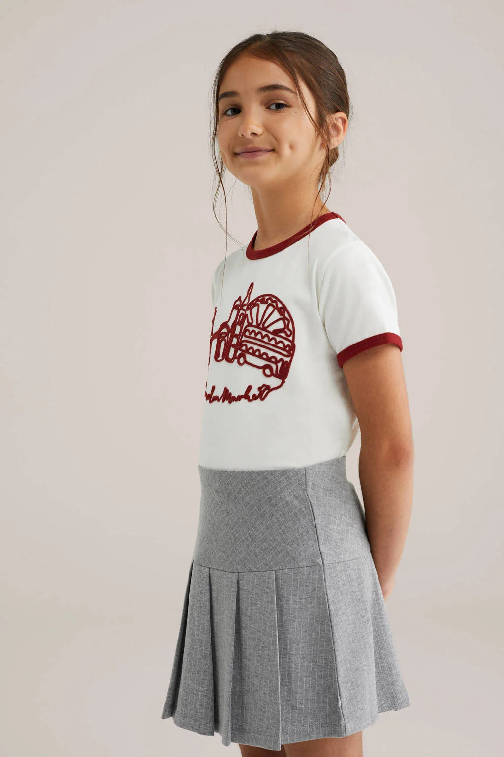 WE Fashion T-shirt wit/donkerrood