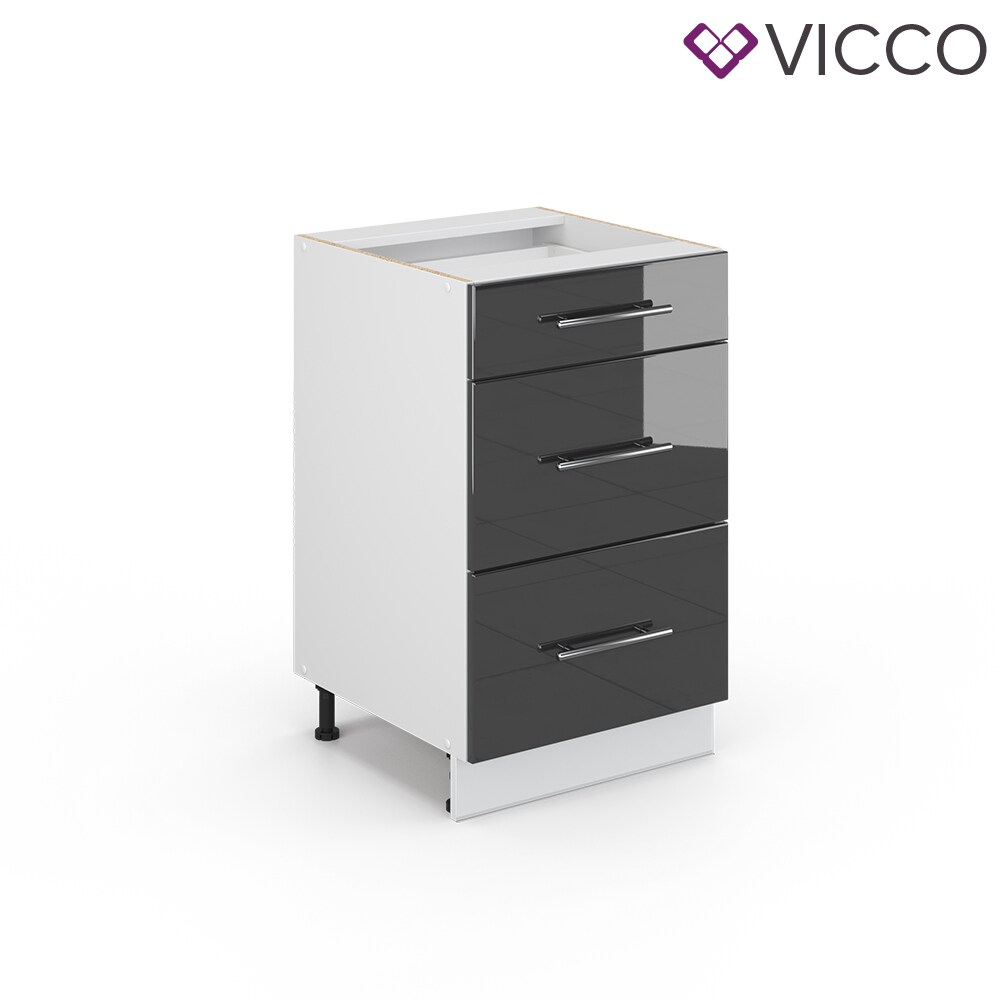 VICCO Schubunterschrank 50 cm Anthrazit Küchenzeile Unterschrank Fame