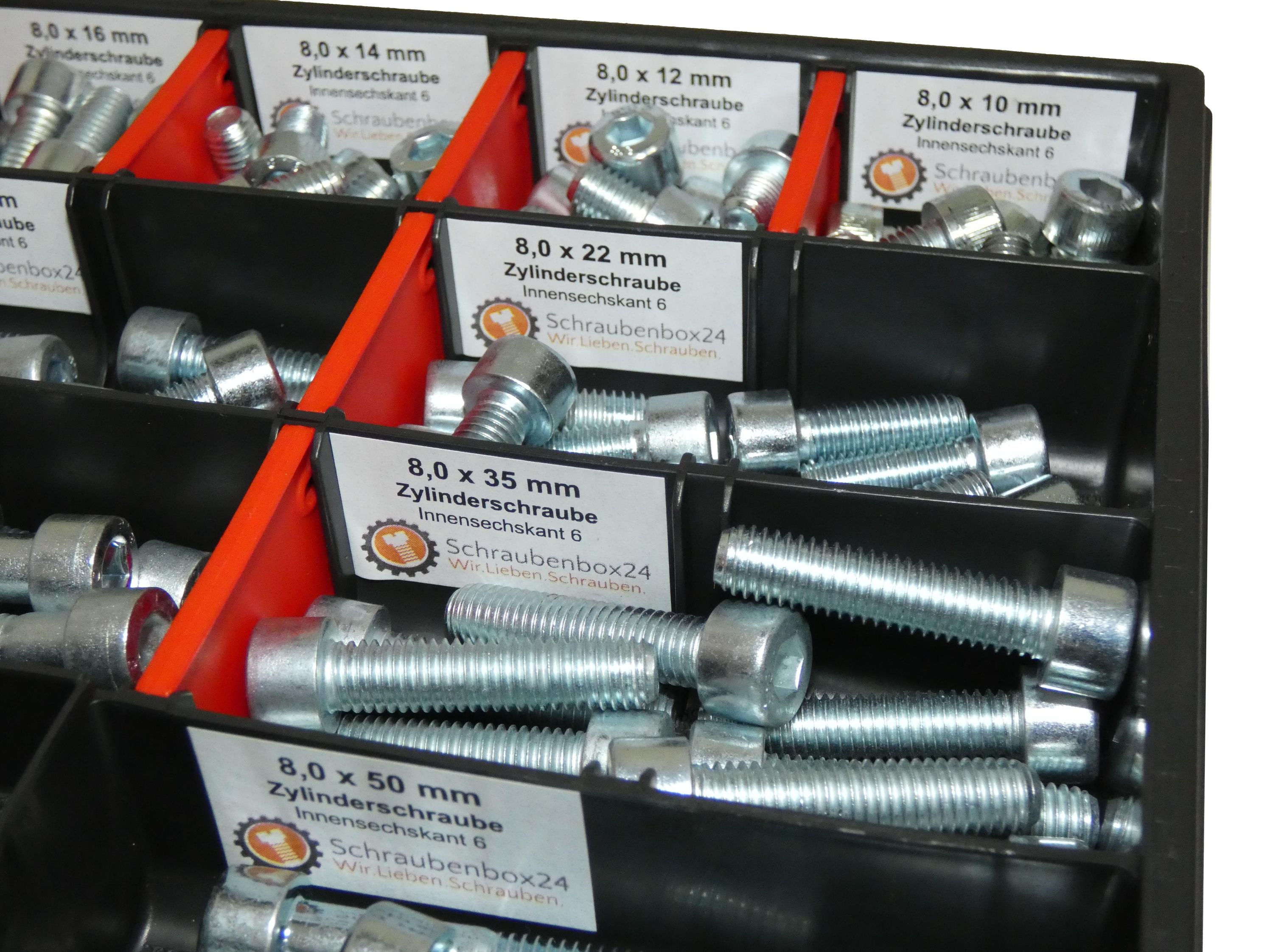 130 tlg Zylinderschrauben Sortiment M8 // 10mm-55mm Schrauben Set Schraubenbox DIN 912/ISO4762 Bolzen Vollgewindeschrauben Maschinenschrauben Gewindeschrauben Zylinderkopfschrauben