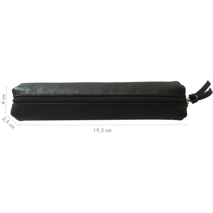 CUIR Trousse SLIM 4x2,5x19,5cm - Noir