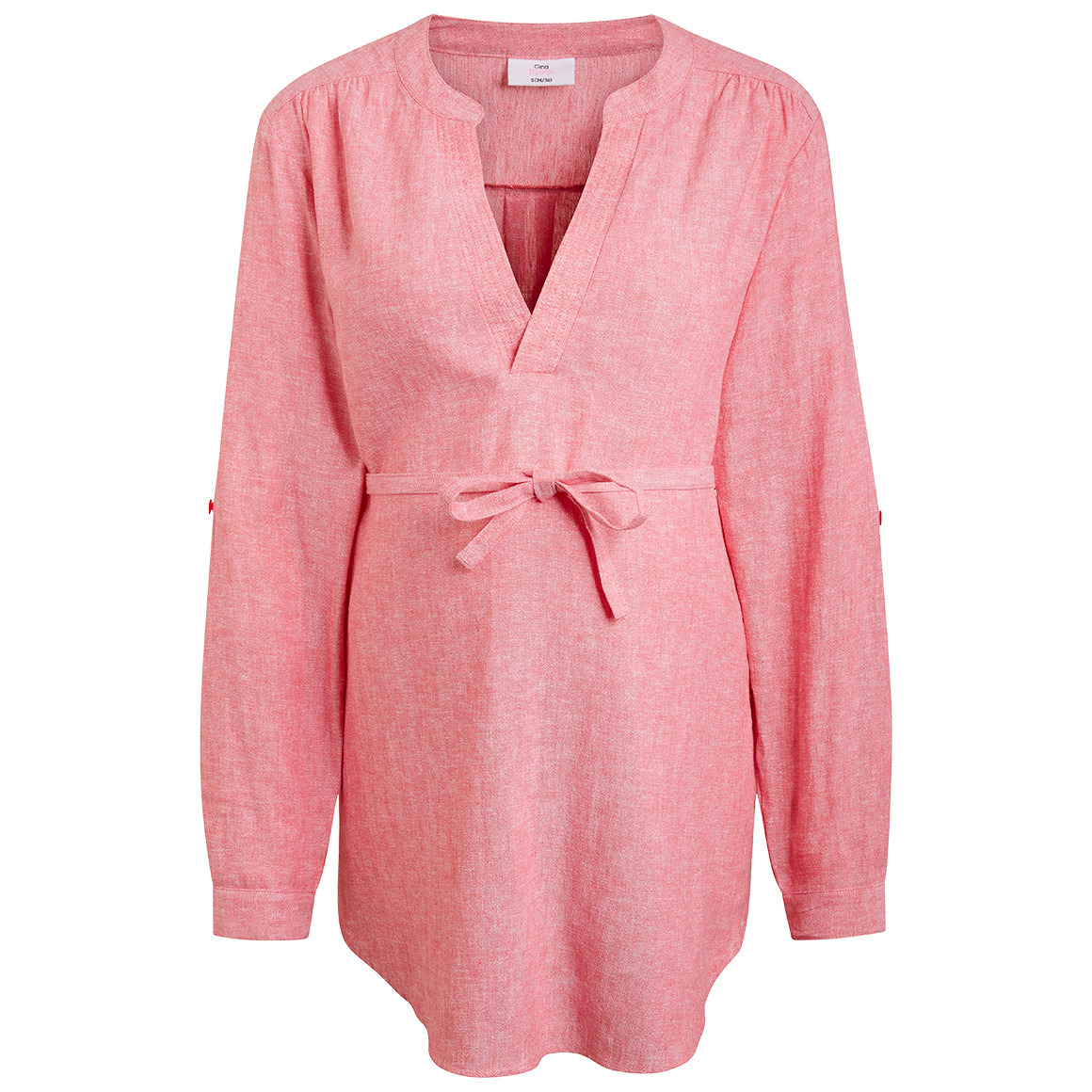 Gina Mama Damen Leinen-Umstands-Bluse unifarben hellrot
