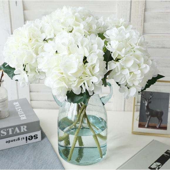 (2er Set) 47cm Deko Kunstblumen Hydrangea Blumenstrauss - Weiss