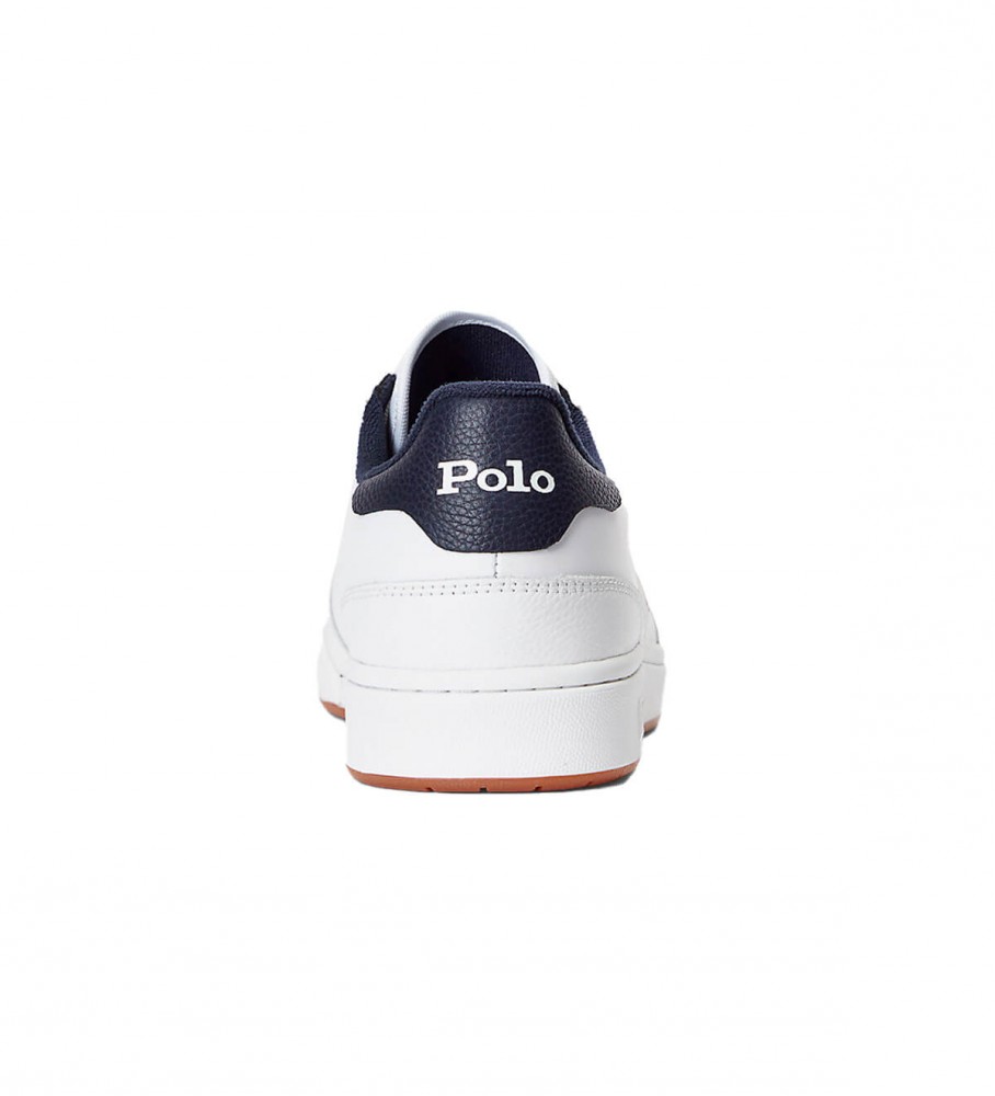 Tênis Ralph Lauren Court de couro cano baixo branco
