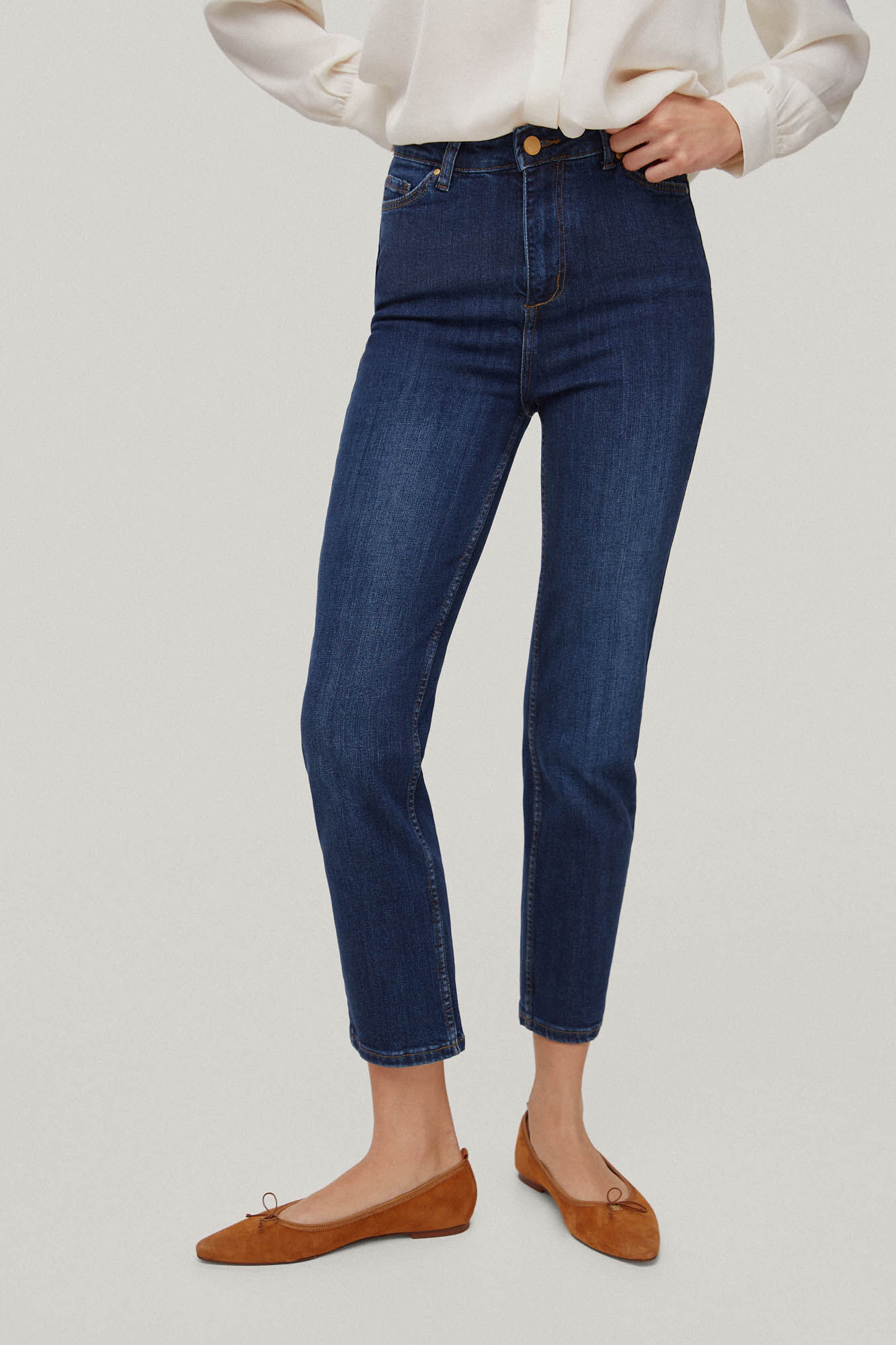 Calça jeans slim fit com 5 bolsos - Azul