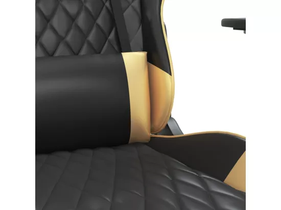 Chaise de jeu avec repose-pied Noir et doré Similicuir