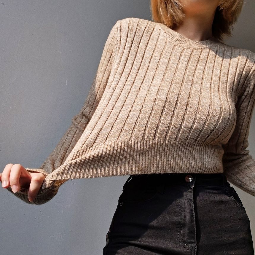 Girls Supply - Geribbelde cropped trui met ronde hals