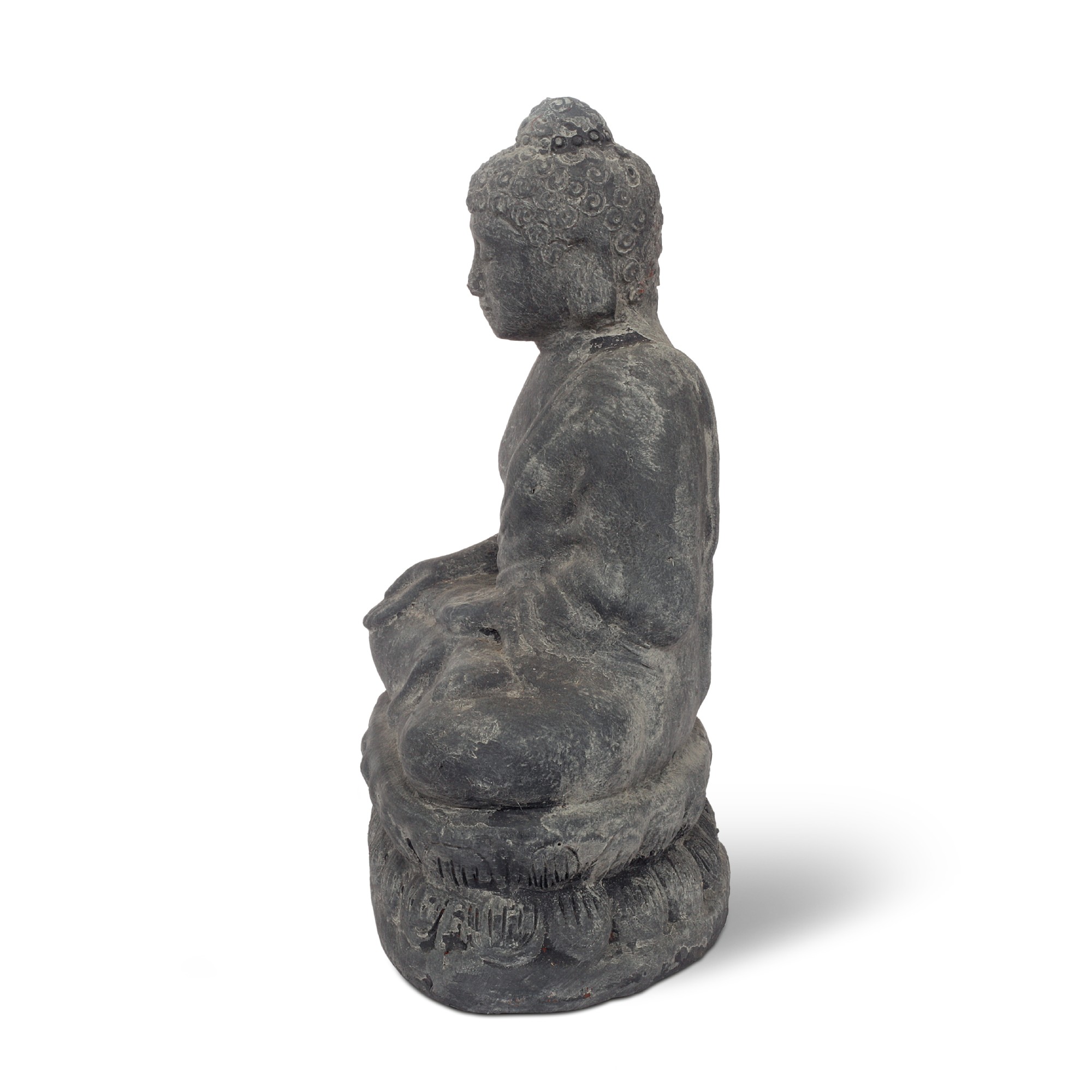 Sitzender Buddha aus Ton, grau, L 10 cm, B 15 cm, H 22 cm von fischer's lagerhaus