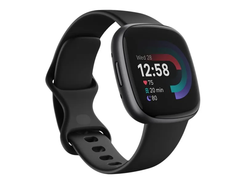 Fitbit Versa 4 - 40 mm - grafit - smart ur med bånd - sort - båndstørrelse: S/L - Bluetooth, NFC