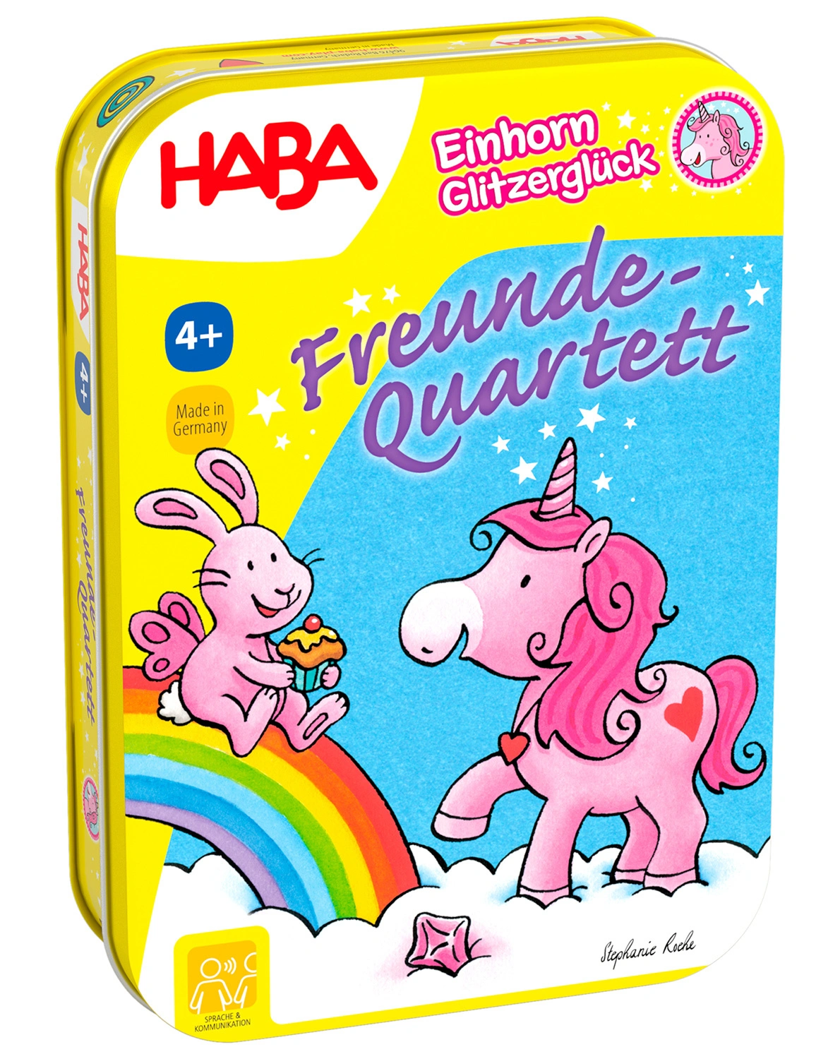 Mitbringspiel EINHORN GLITZERGLÜCK – FREUNDE QUARTETT in Metalldose