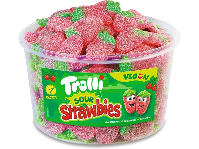 Trolli Gummibonbons Saure Erdbeeren 1.2 kg Leckere Süssigkeit für gross und klein