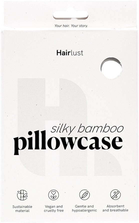Hairlust Silky Bamboo Pillowcase, Pearl White 60x63/70cm Hvid