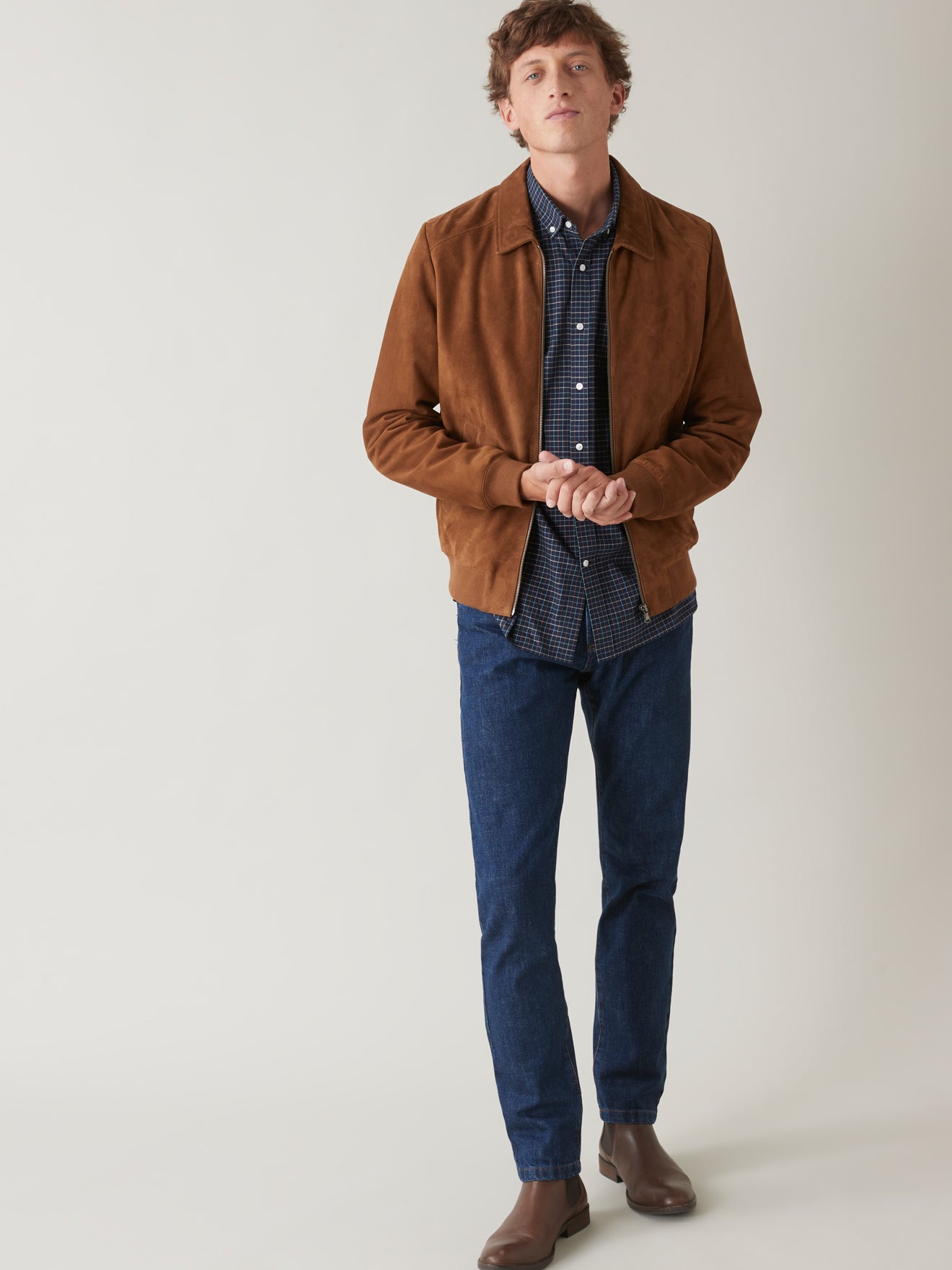 Blouson zippé velours de chèvre homme