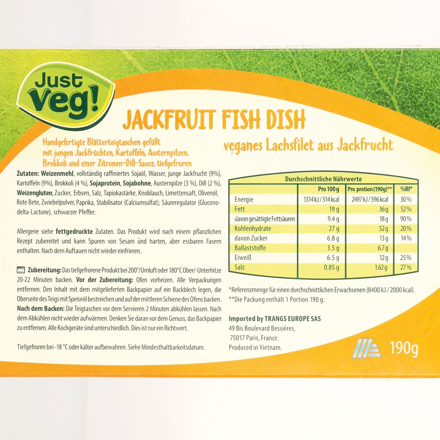 JUST VEG! Jackfruit Fish Dish, Lachs Tomate-Basilikum 190 g​​​​​​​