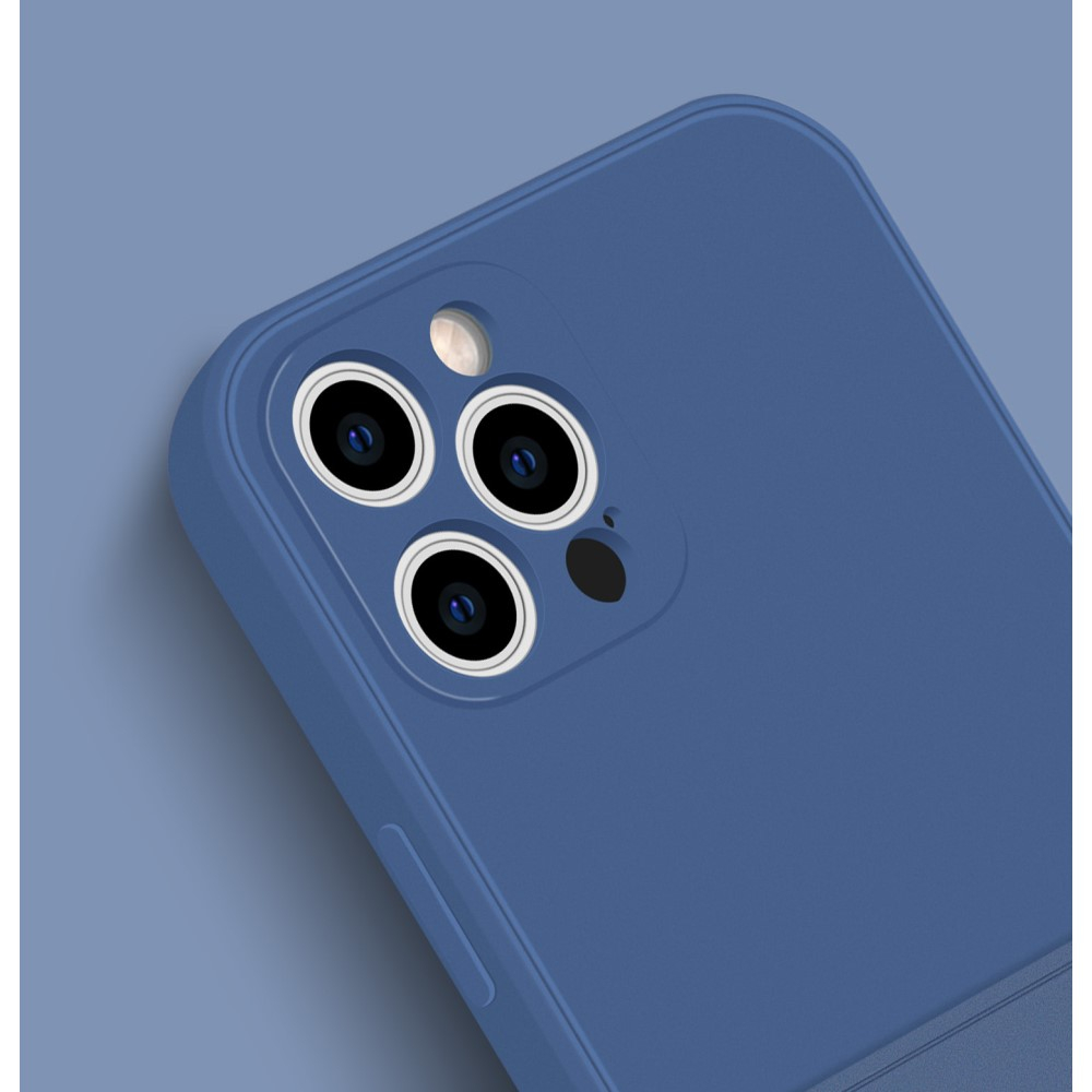 iPhone 12 Pro Gummi Case Hülle mit Leder Kartenfach - Dunkelgrün