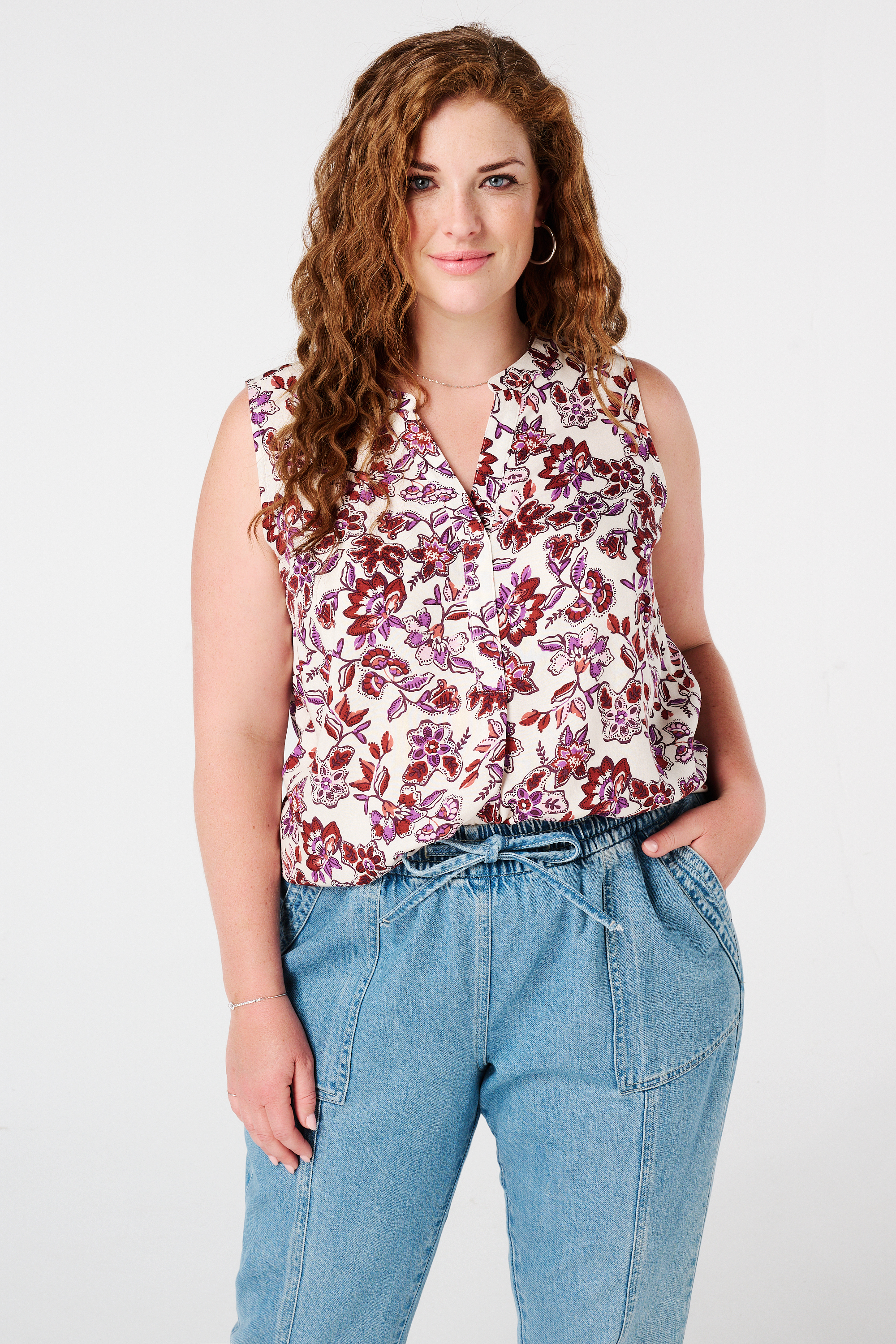 Top met V-hals en print Multi Purple