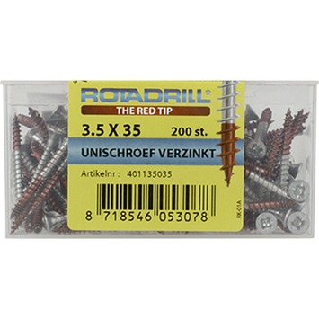 Rotadrill schroef universeel platkop verzinkt 3.5x35 mm 200 stuks