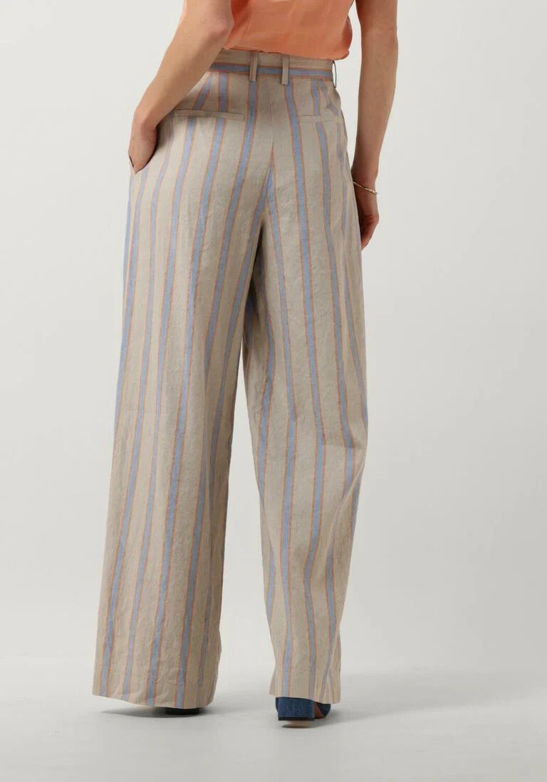 VANILIA beige vanilia pantalon linen striped