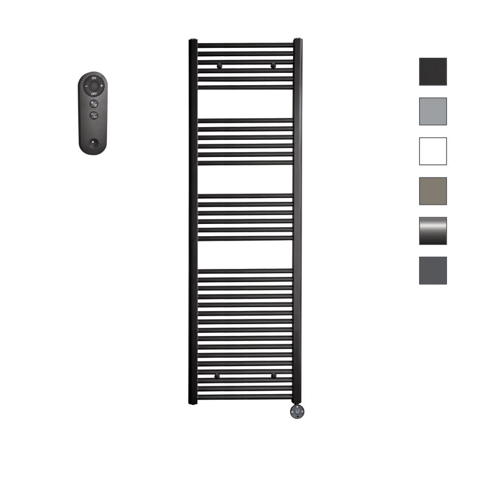 Sanicare HVS elektrische radiator 60x172cm zwart mat met afstandsbediening en thermostaat zwart rechtsonder