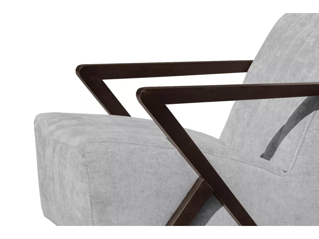 Fauteuil fixe Lebron, tissu gris clair