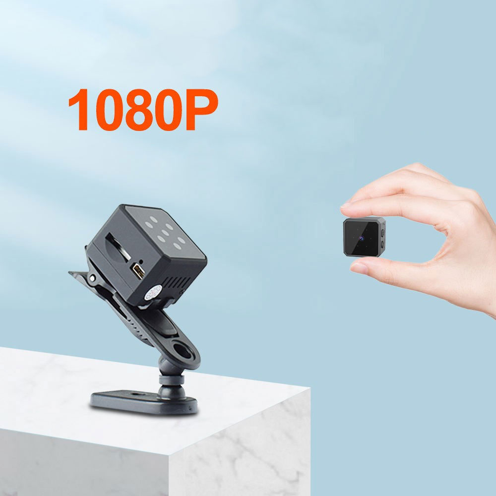 Mini Kamera FullHD 1080p Magentisch mit Bewegungserkennung / IR Nachtsichtfunktion / Akku (200mAh) und Micro SD Kartenslot   Halterung - Schwarz