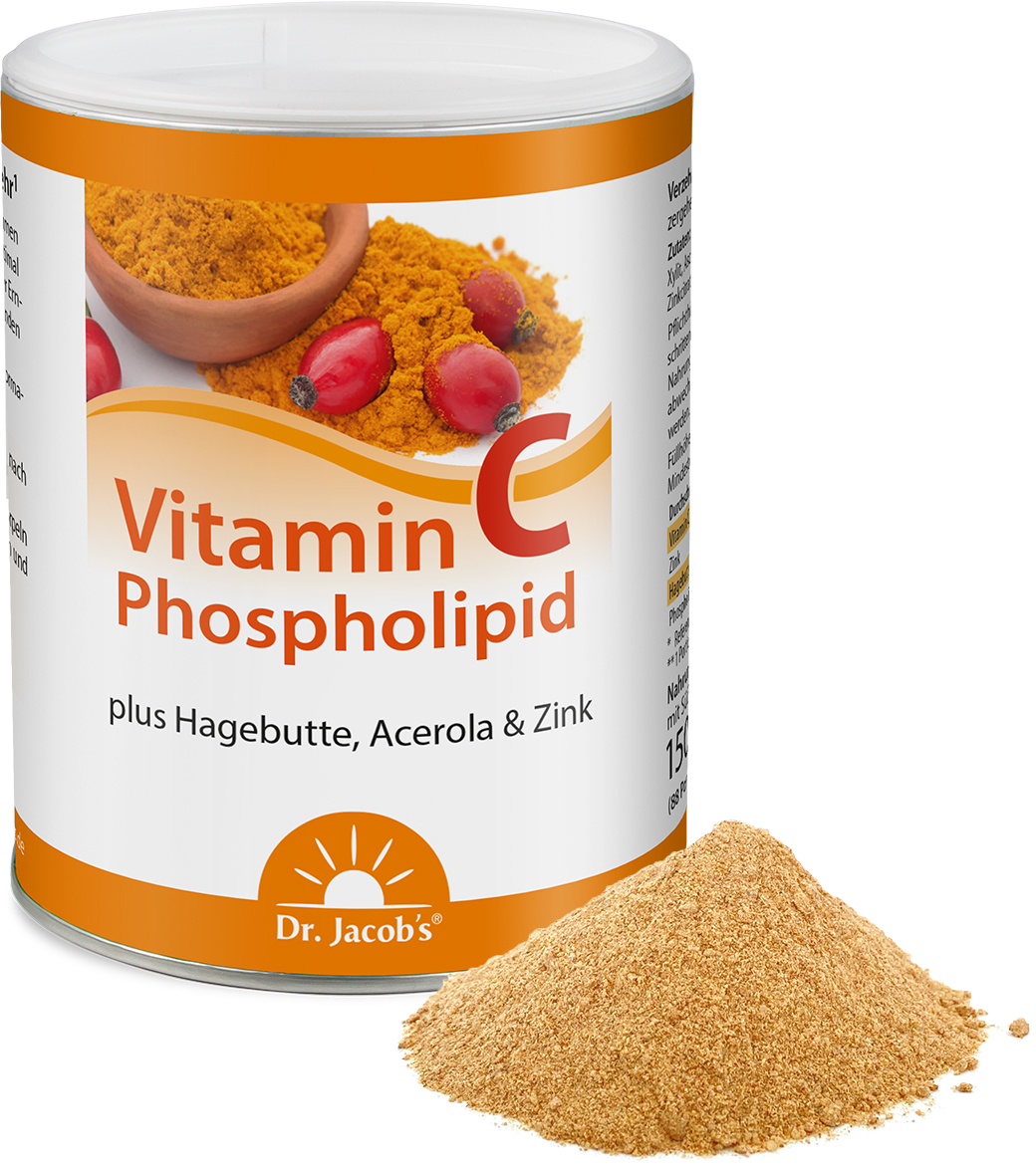 DR. JACOB'S Vitamin-C-Phospholipid<br>150 g, Dose, Pulver, Hagebutte Acerola