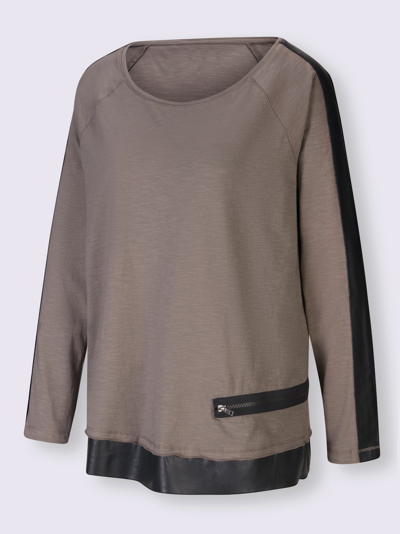 T-shirt empiècements en imitation cuir